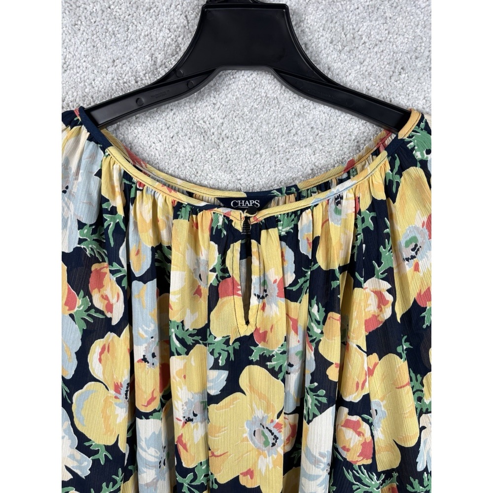 Chaps Ralph Lauren Womens Yellow FLoral Shirt Top Blouse Pullover Loose 2X Plus - Picture 2 of 6
